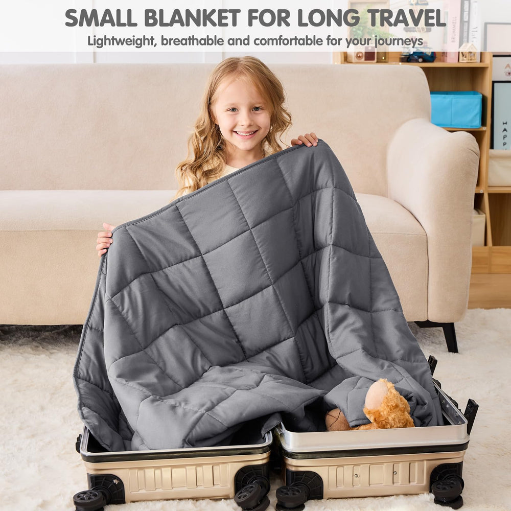YesCool grey weighted blanket folded for travel use