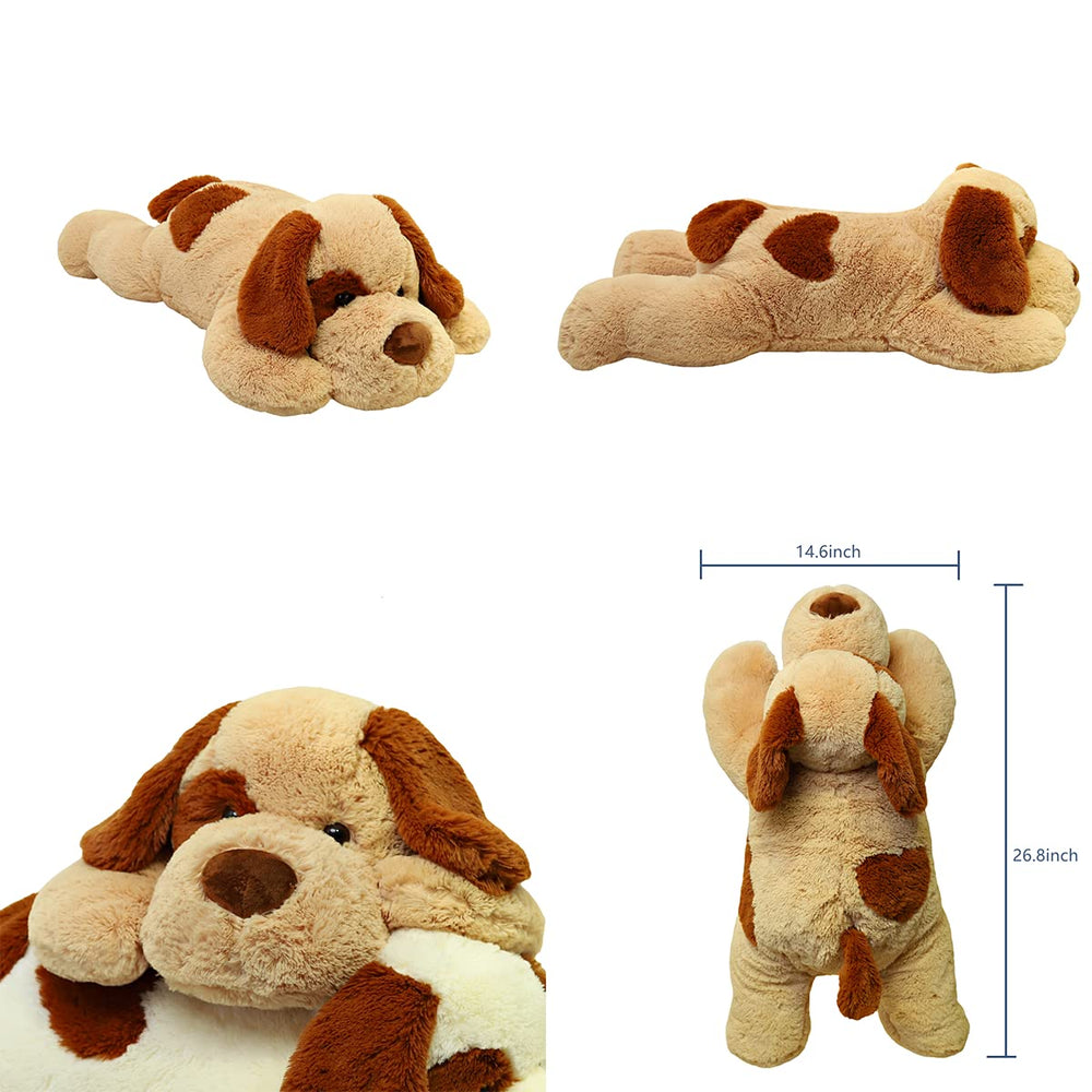 YESGIRL weighted dog plush eyes detail showing friendly look.