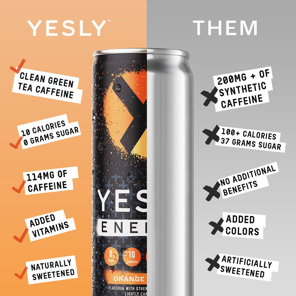 Yesly Energy Orange Cream 12-pack display for convenient on-the-go use