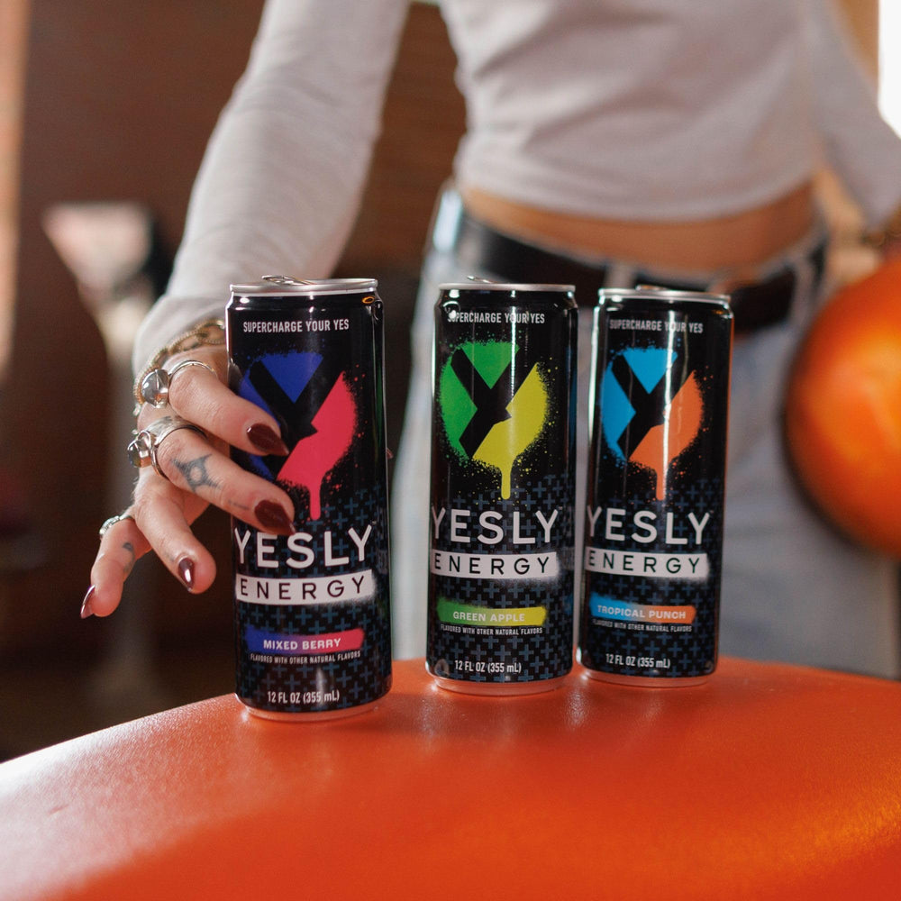 Yesly Energy served over ice captures berry freshness and crisp finish.