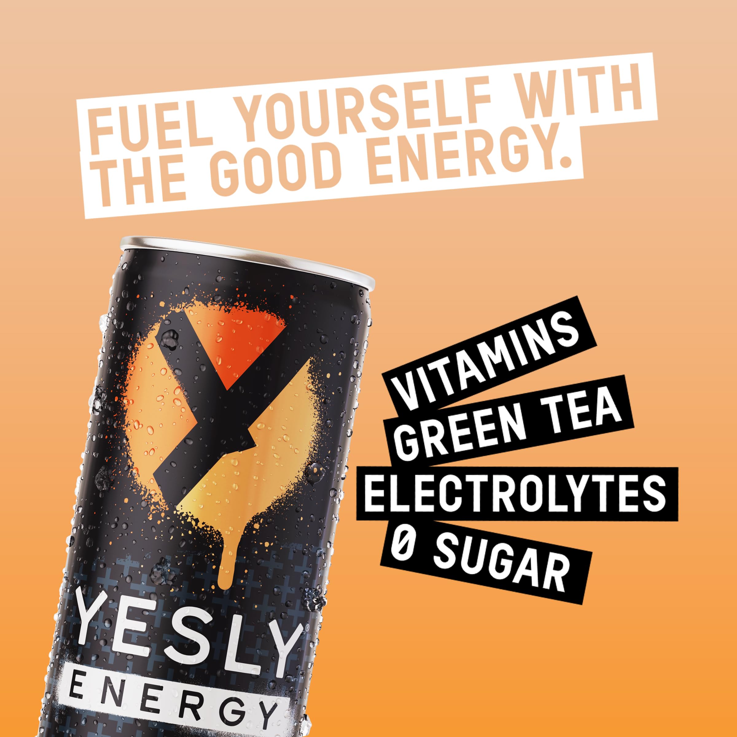 Yesly Energy Orange Cream can with visible fizz and refreshing aroma