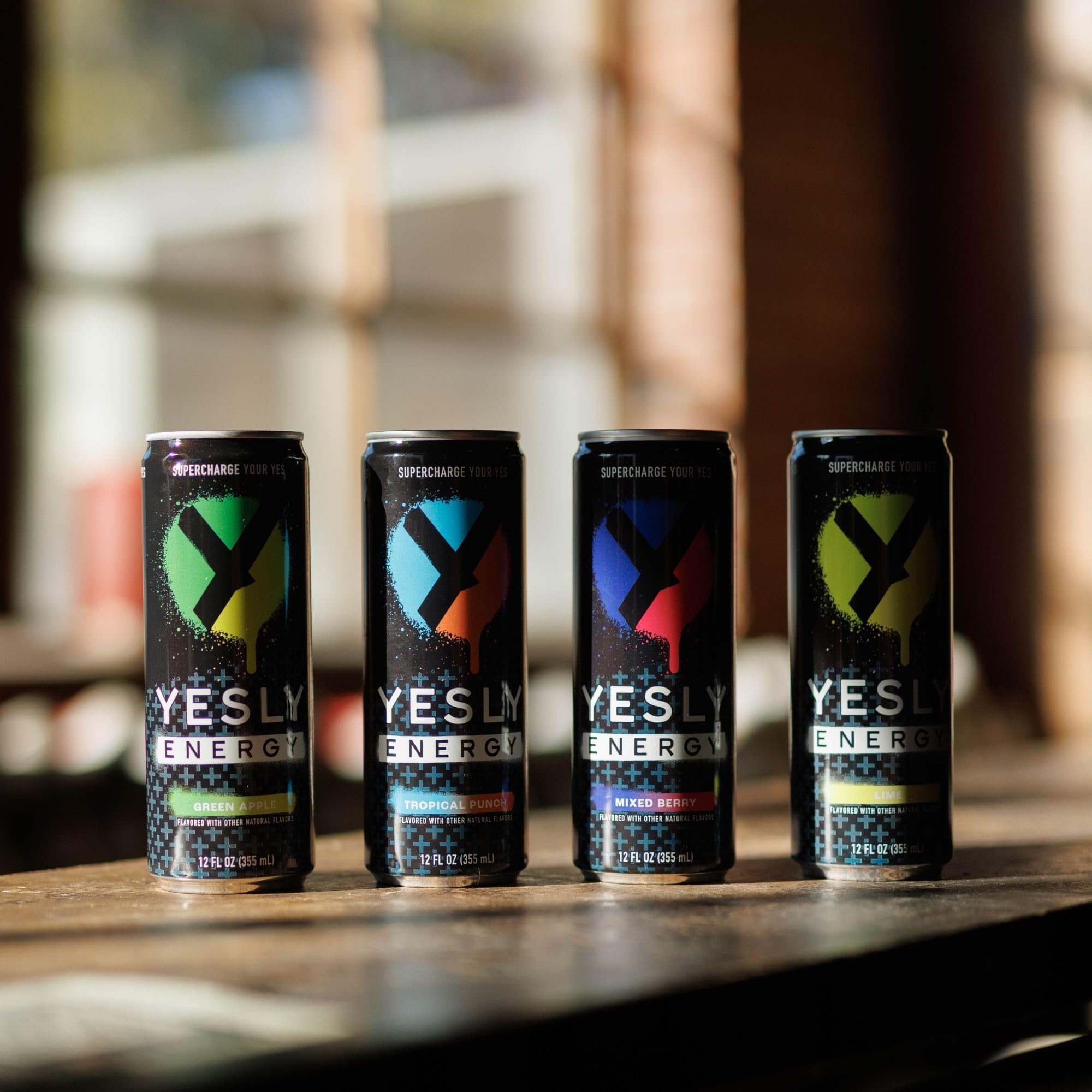 Yesly Energy refreshing can captured with ice and droplets.