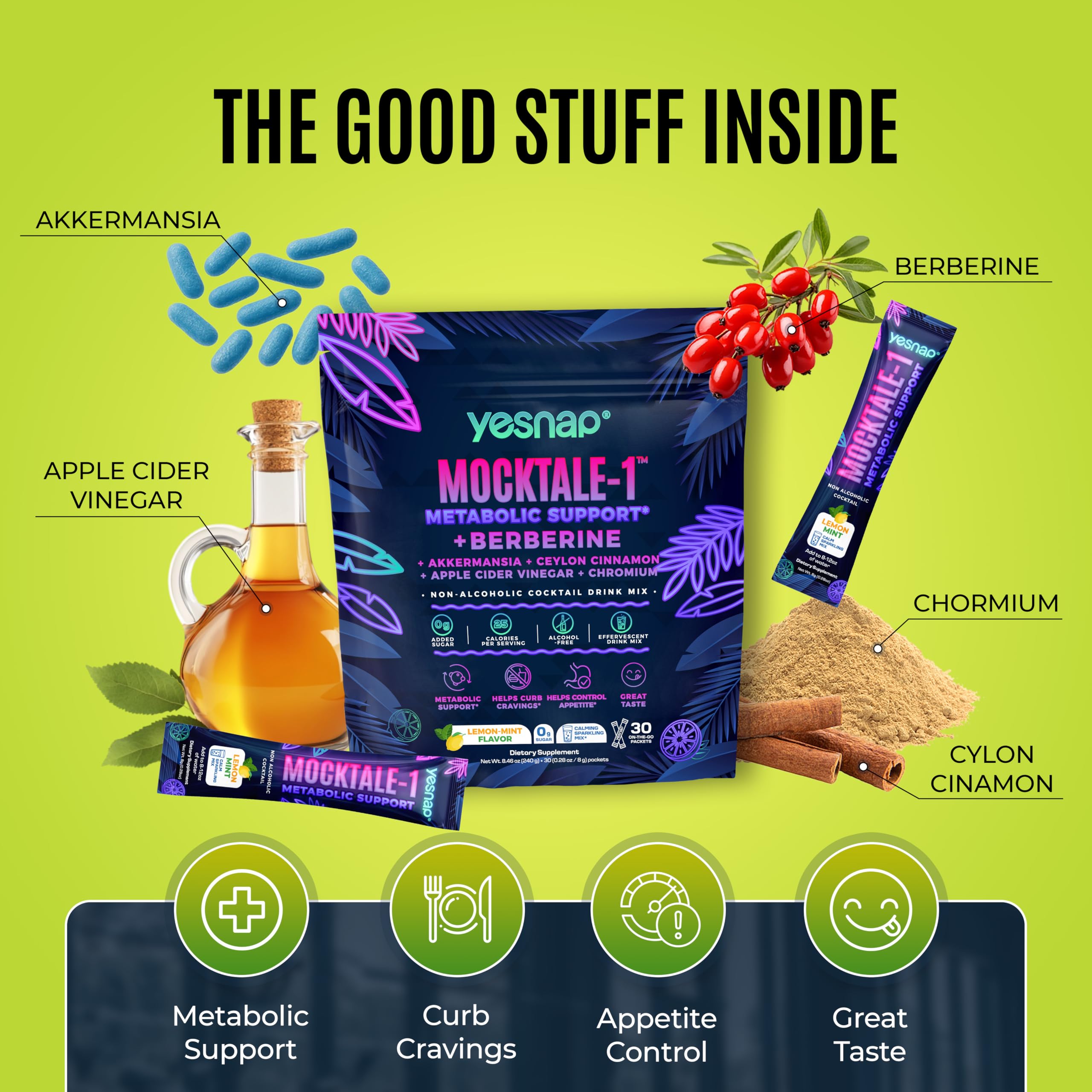 Yesnap MOCKTALE-1 gluten-free label signals dietary suitability.