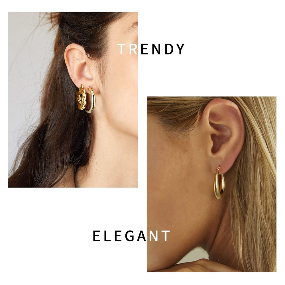 Yesteel set of hoops in different sizes for mixed-earring looks.