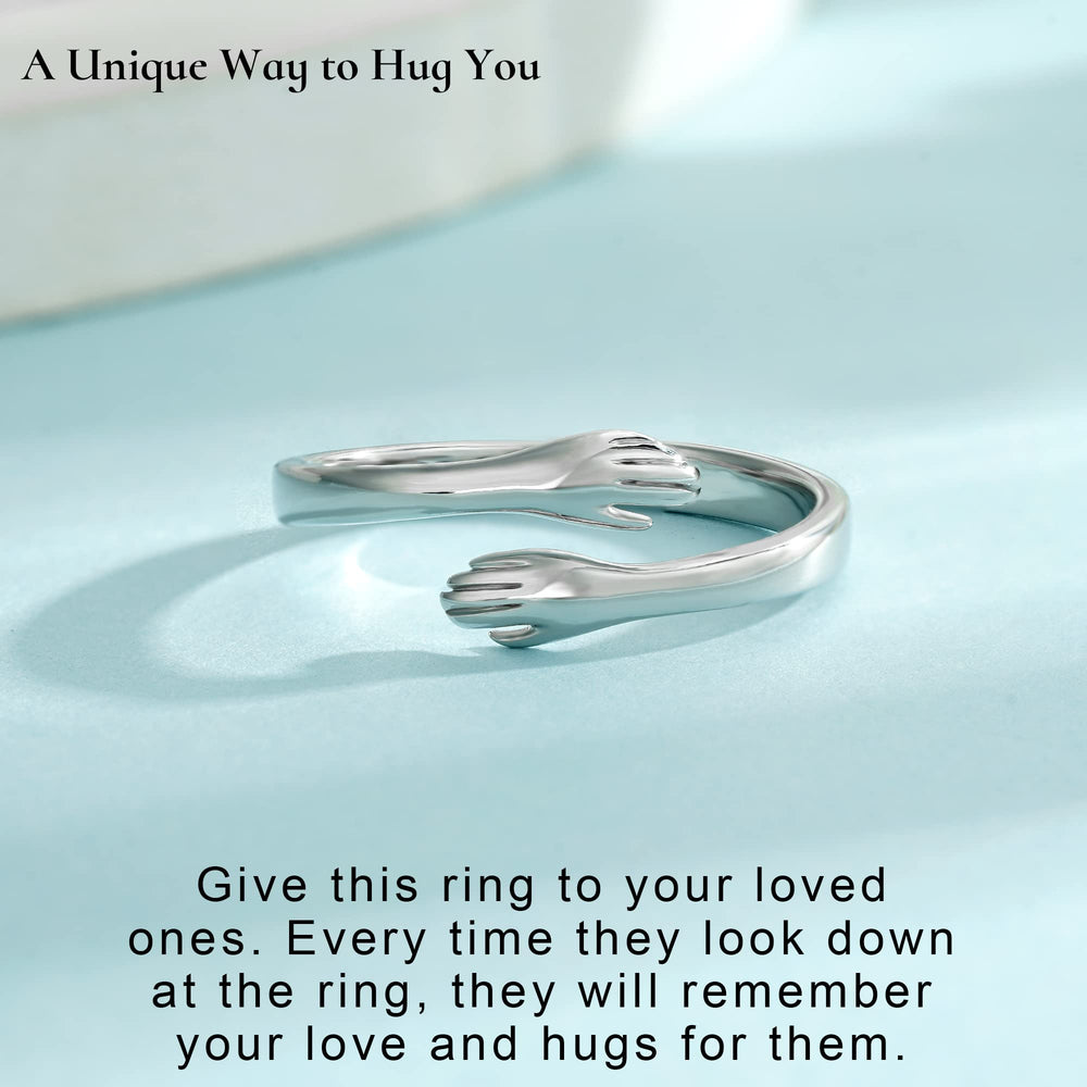 Yesteel Hug Ring engraving detail highlighting the meaningful message.
