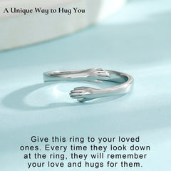 Yesteel Hug Ring engraving detail highlighting the meaningful message.
