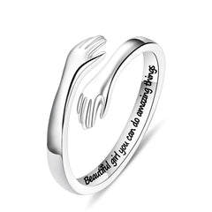 Yesteel Hug Ring front view showing a sleek, teen-friendly silhouette and shine.