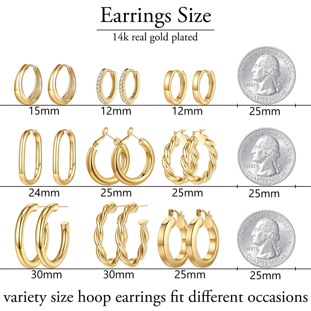 Yesteel model wearing 14k gold-plated hoops, chic everyday style.