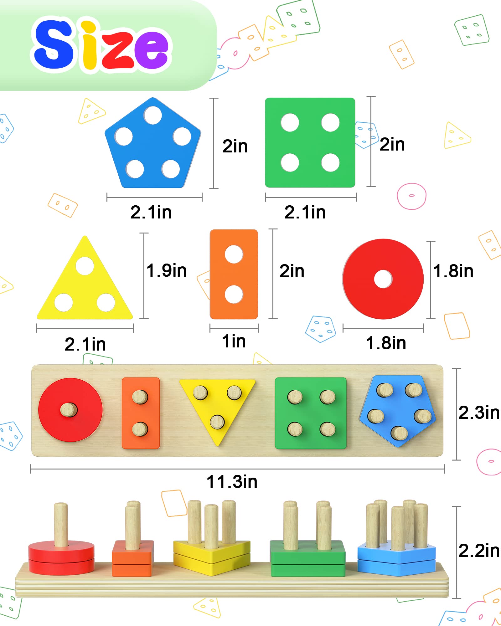 Yetonamr large-piece design helps kids grip and balance during stacking.