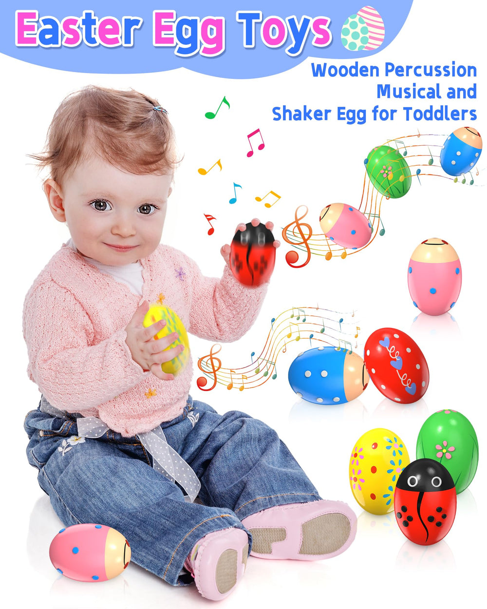 Yetonamr shaker eggs with toddlers exploring rhythm and textures.
