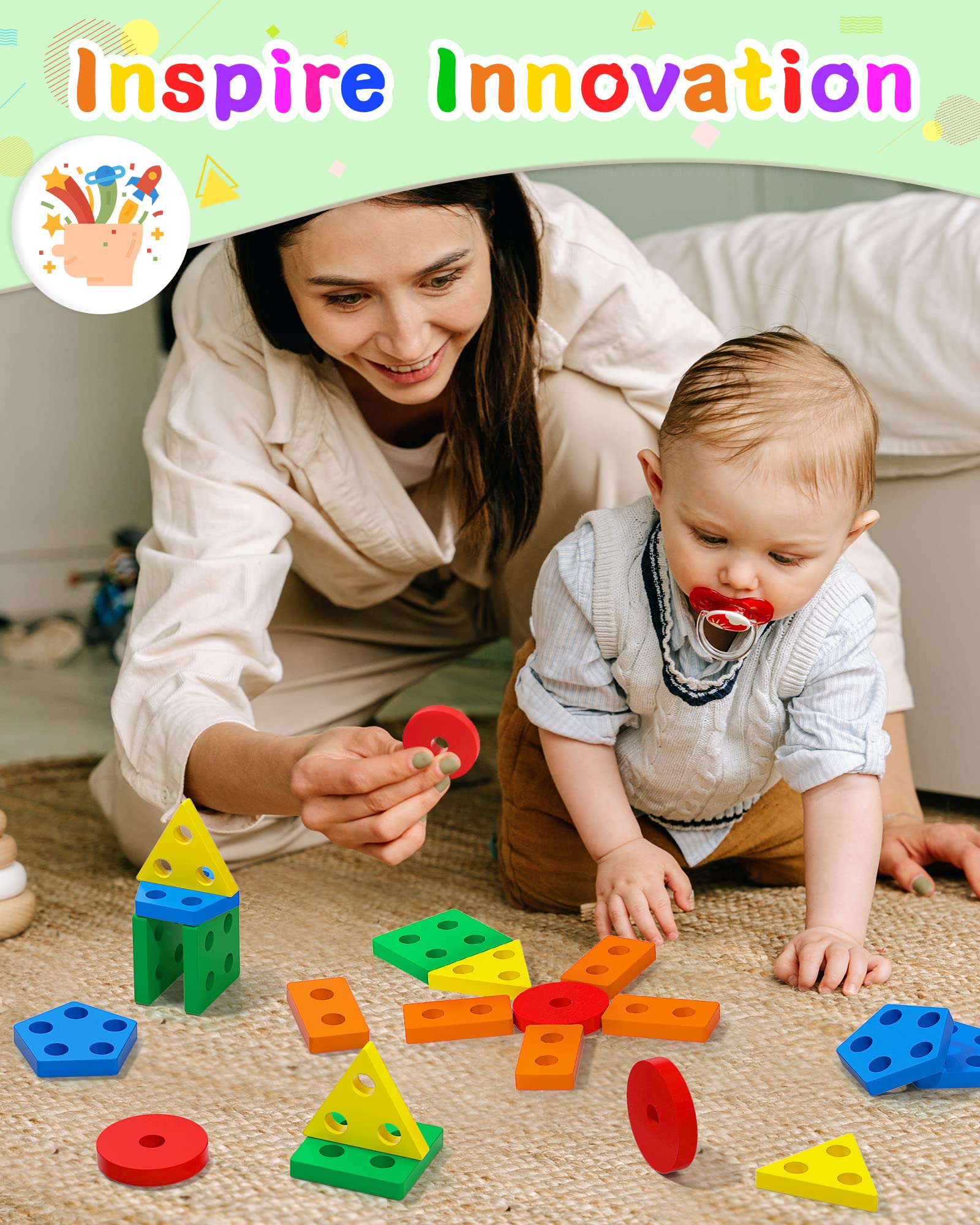 Yetonamr toddler puzzle closeup shows chunky, safe pieces for little hands.