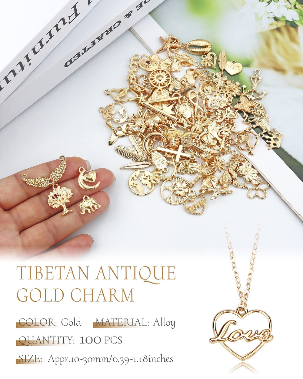 YETOOME gold charms butterfly bring a playful touch to custom jewelry and crafts.