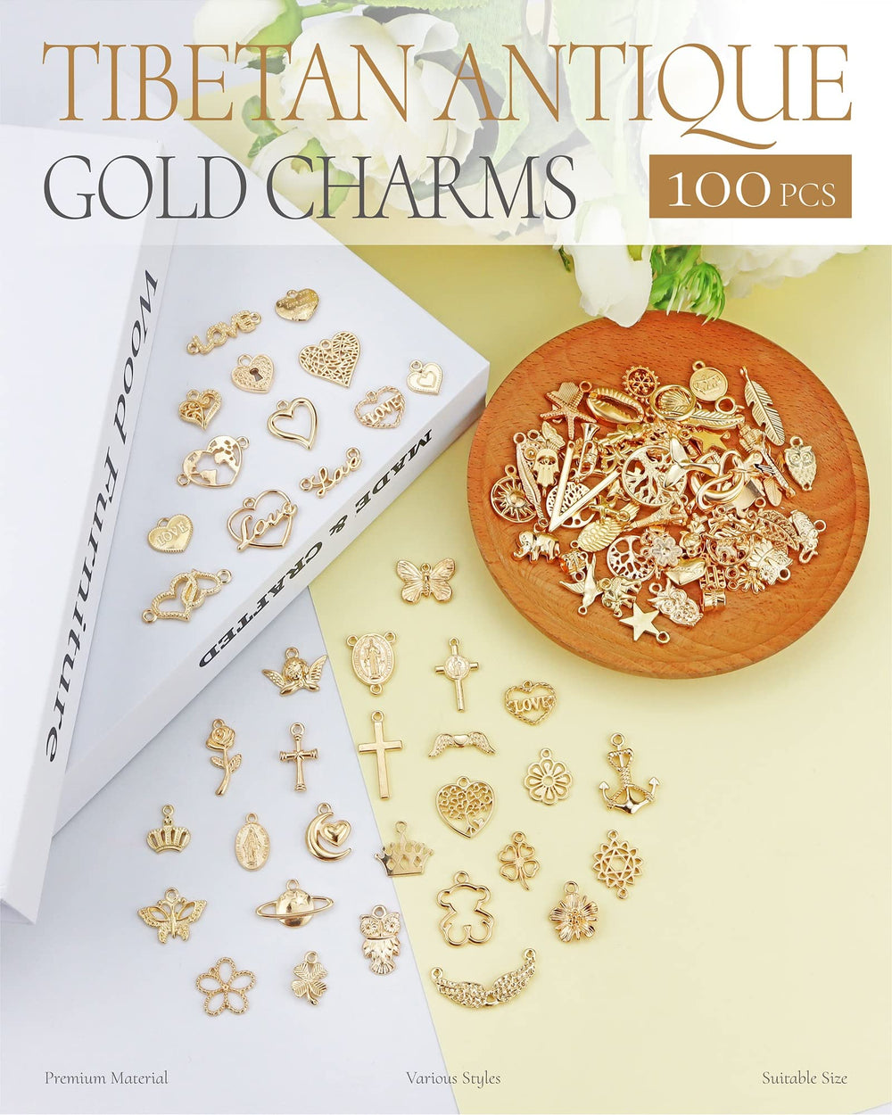 YETOOME gold charms crown elevate pendant designs with regal charm.
