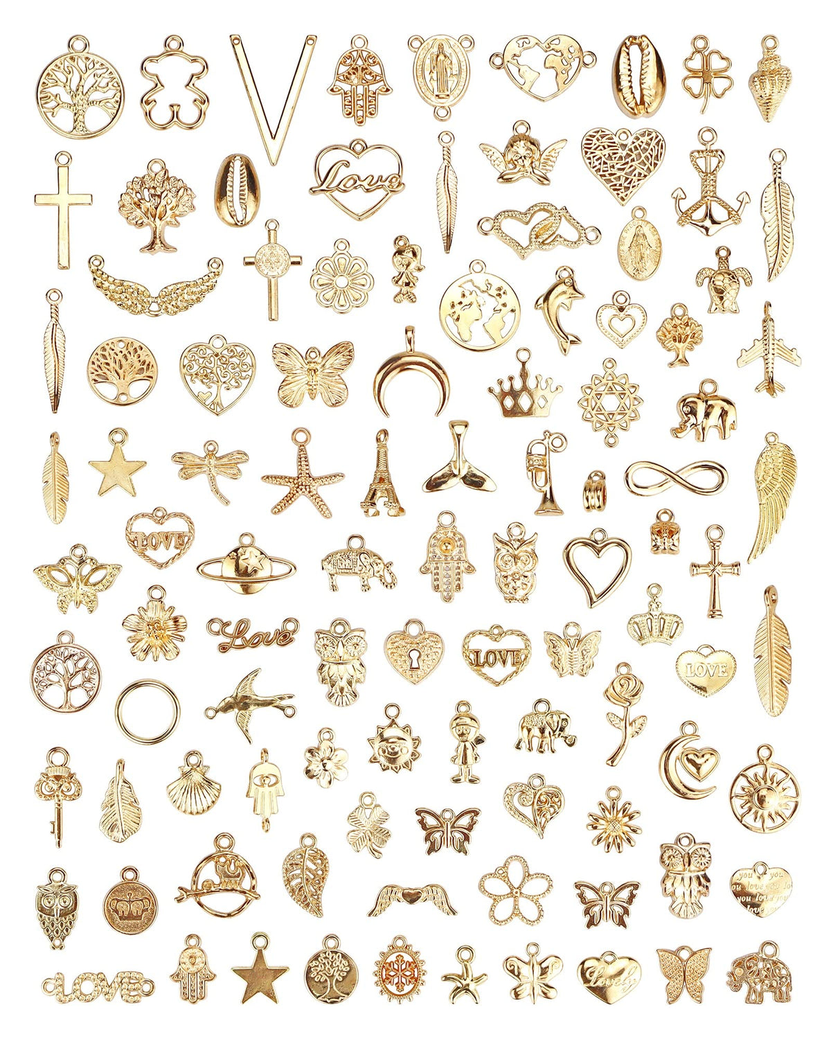 YETOOME gold charms flowers for jewelry making, ideal for necklaces or bracelets.