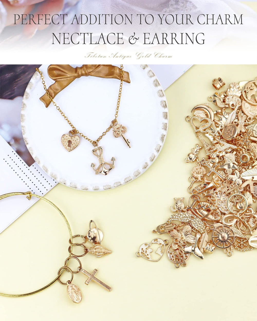 YETOOME gold charms plane inspire fun, versatile creations for necklaces.