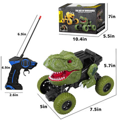 YEZI dino car all-terrain outdoors demonstrates versatile fun on grass, sand, and pavement