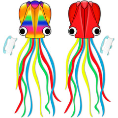 YFAFENGS octopus kite rainbow in flight, ideal for family outdoor fun