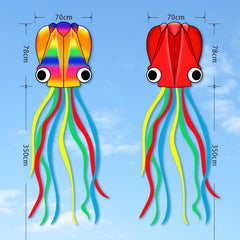 YFAFENGS octopus kite red in flight, easy for beginners