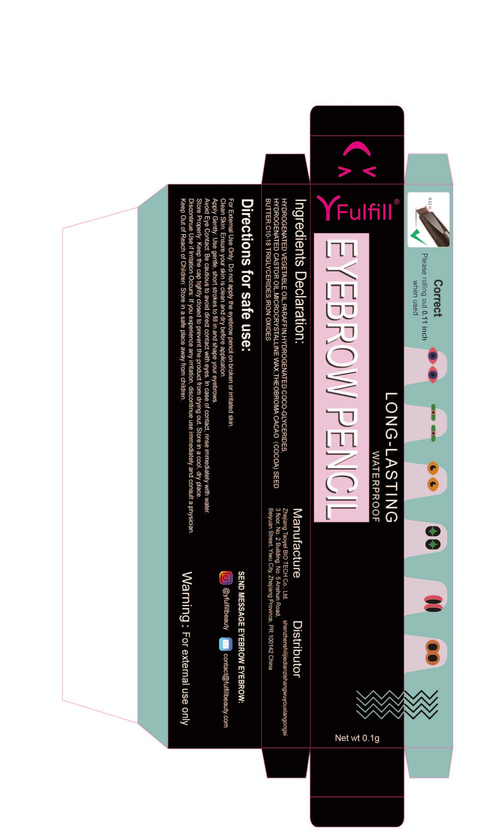 YFulfill grey eyebrow pencil start-arch-end-dots method guides shaping