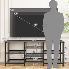 YGEOMER TV Stand open mesh shelves for organized gear.