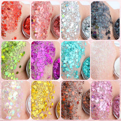YGQQOY hot pink glitter gel adds vibrant shimmer to makeup and hair.