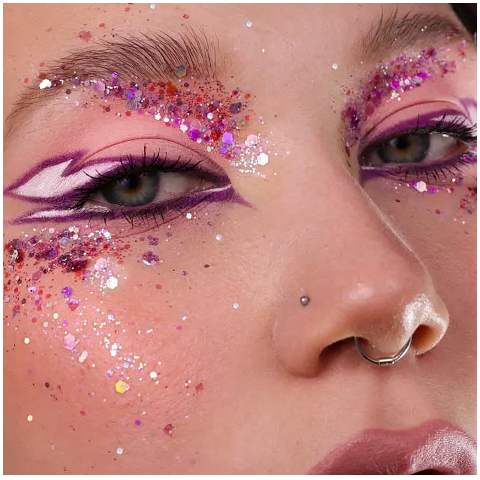 YGQQOY rainbow shimmer glitter gel delivers multi-color sparkle.