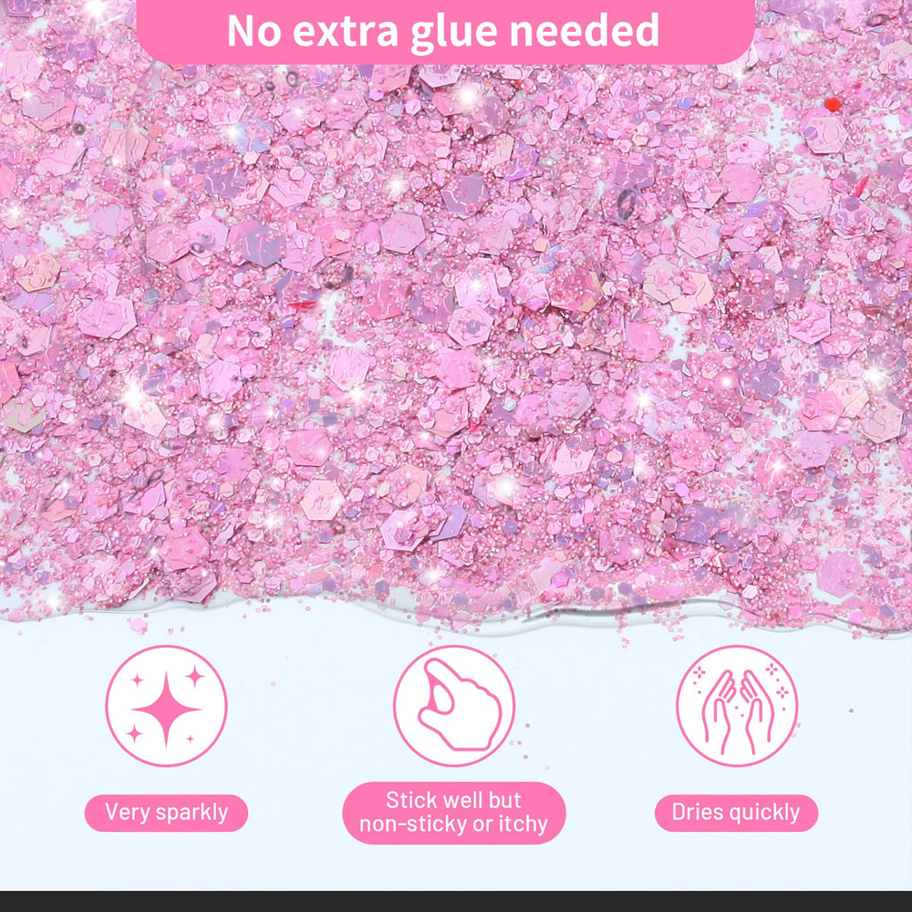 YGQQOY silver holographic glitter gel creates reflective color shifts.