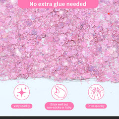 YGQQOY silver holographic glitter gel creates reflective color shifts.