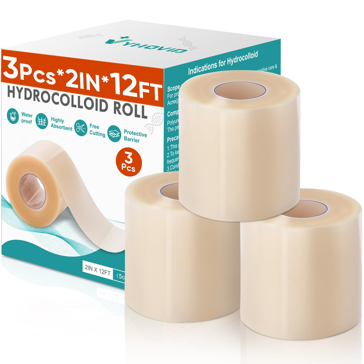YHOVID hydrocolloid roll pack view protects wounds and keeps contents organized