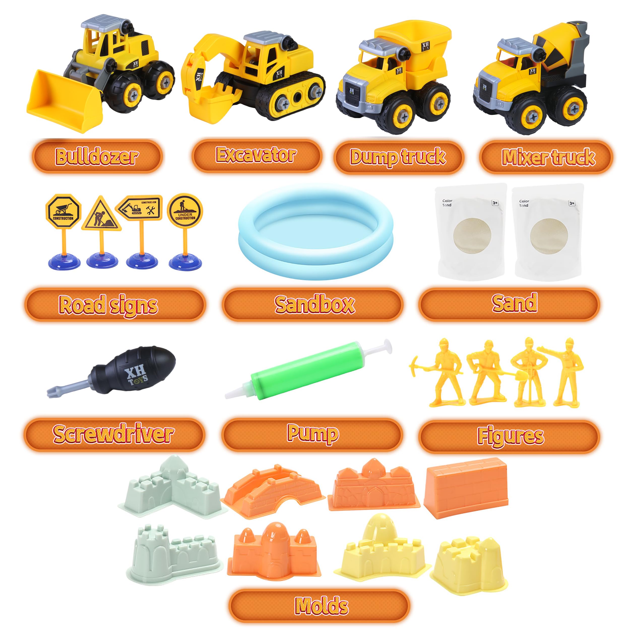 YIDESTARS mixer truck shot features take-apart play with screwdriver for creativity.