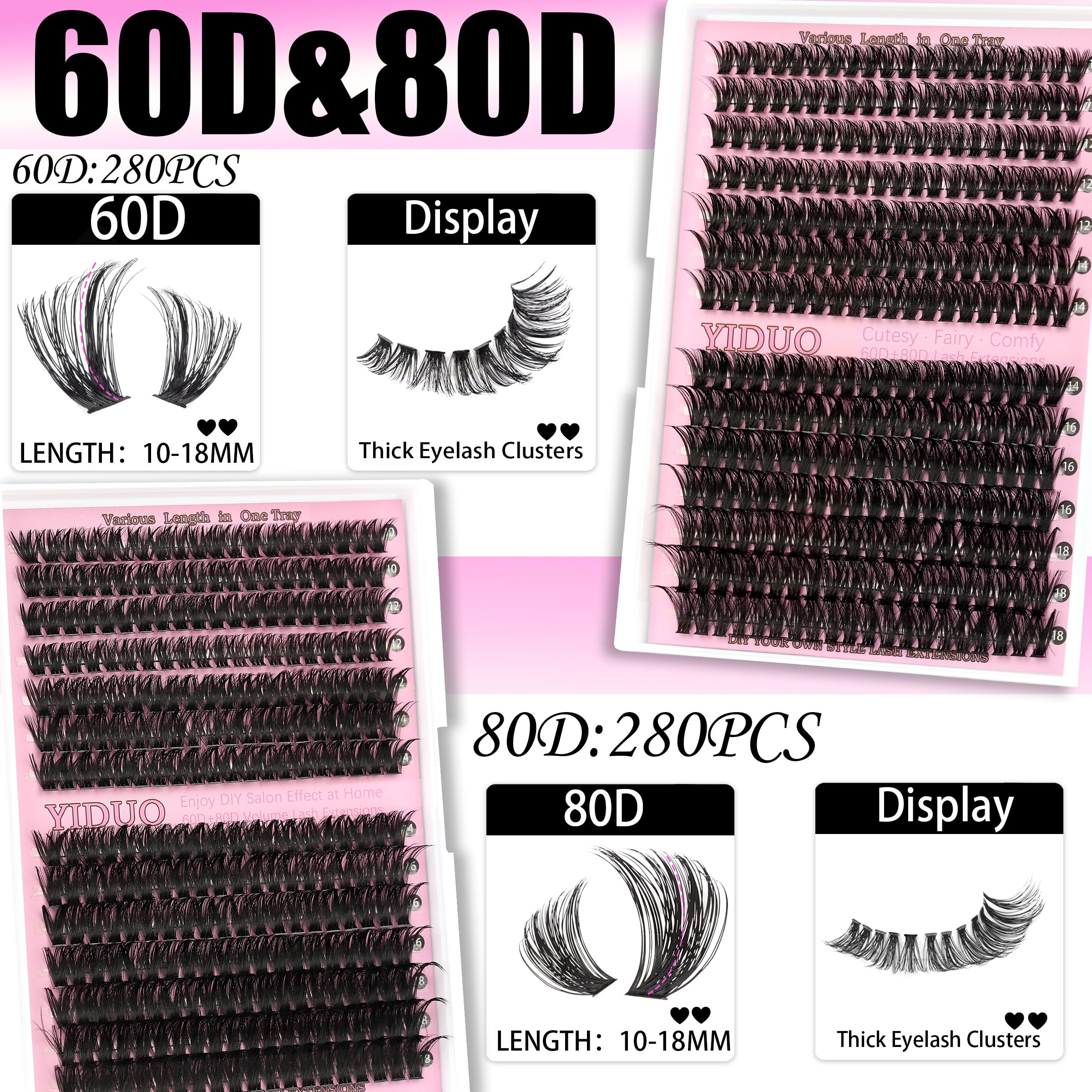 YIDUO 150D thick cluster lashes for deep fullness