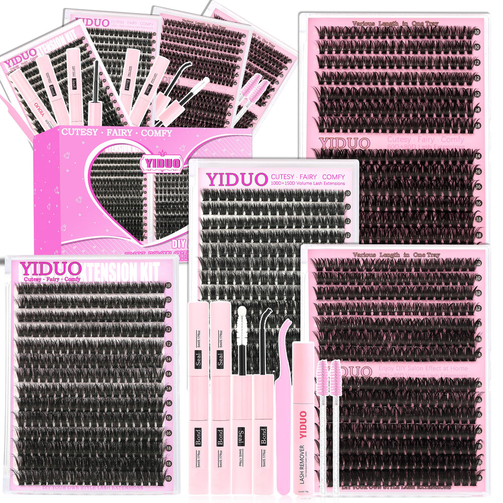 YIDUO 4 styles lash clusters kit for versatile at-home styling