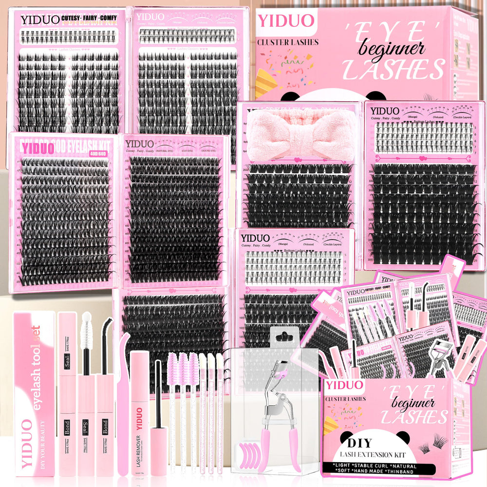YIDUO 8-style lash clusters kit for versatile, DIY lash looks.