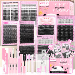 YIDUO 8-style lash clusters kit for versatile, DIY lash looks.