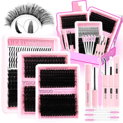 YIDUO cluster lashes spiky 12-21mm for a textured daily voluminous look.