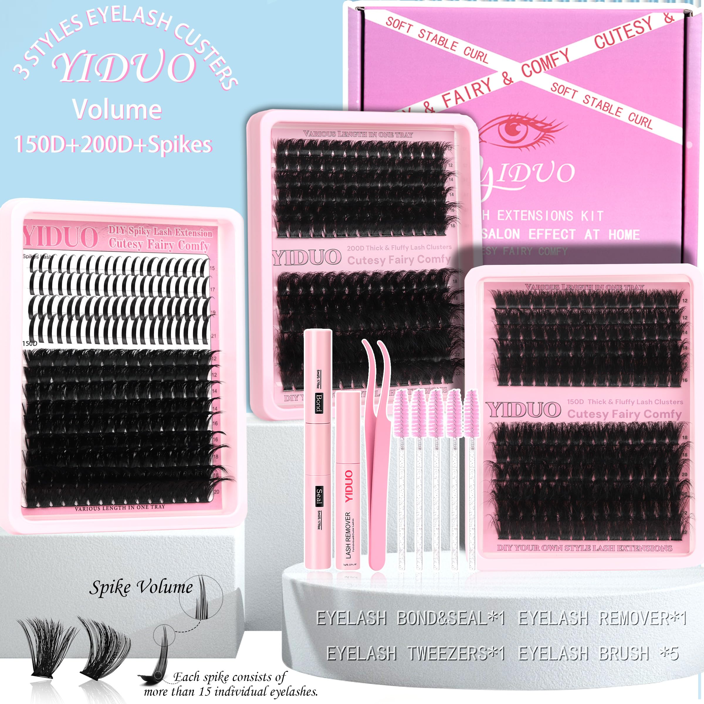 YIDUO eyelash tweezers for precise cluster placement.