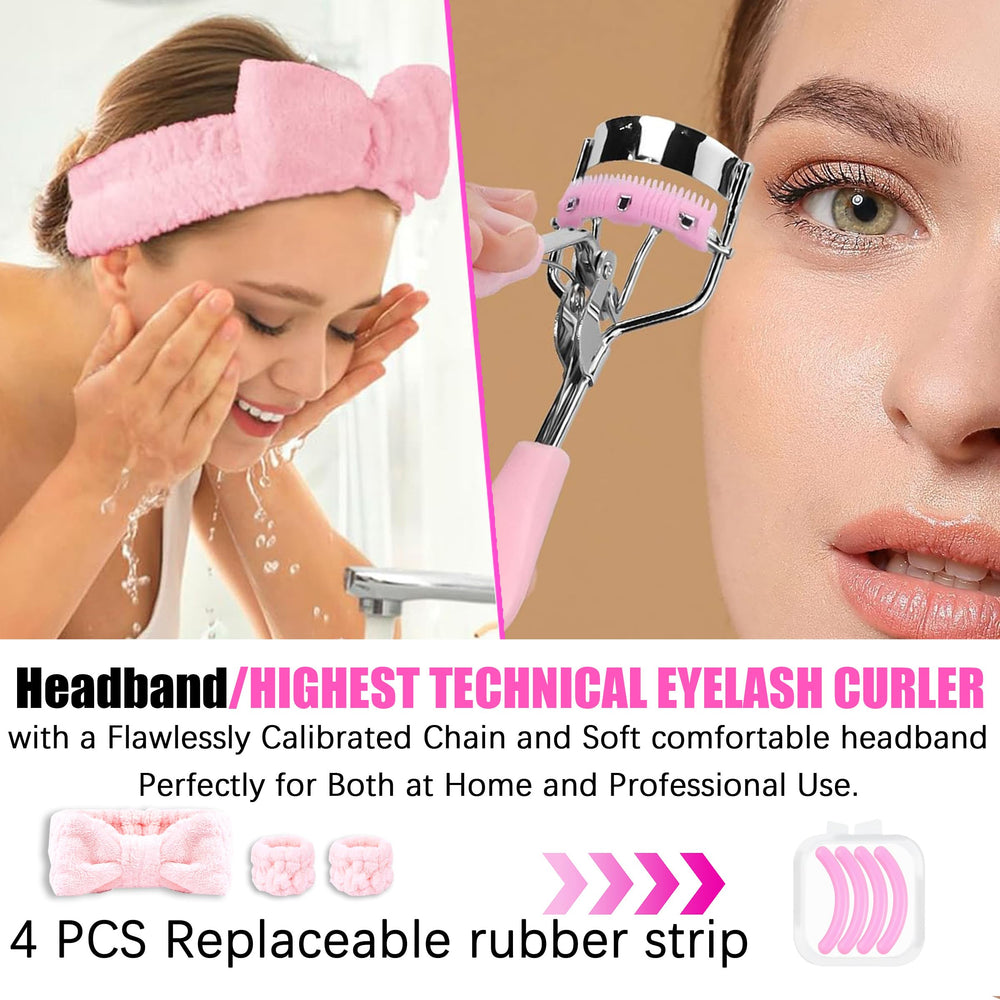 YIDUO lash curler and headband add comfort during application.