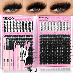 YIDUO Lashes Clusters Kit 200D-300D mix for layered, salon-like volume at home.