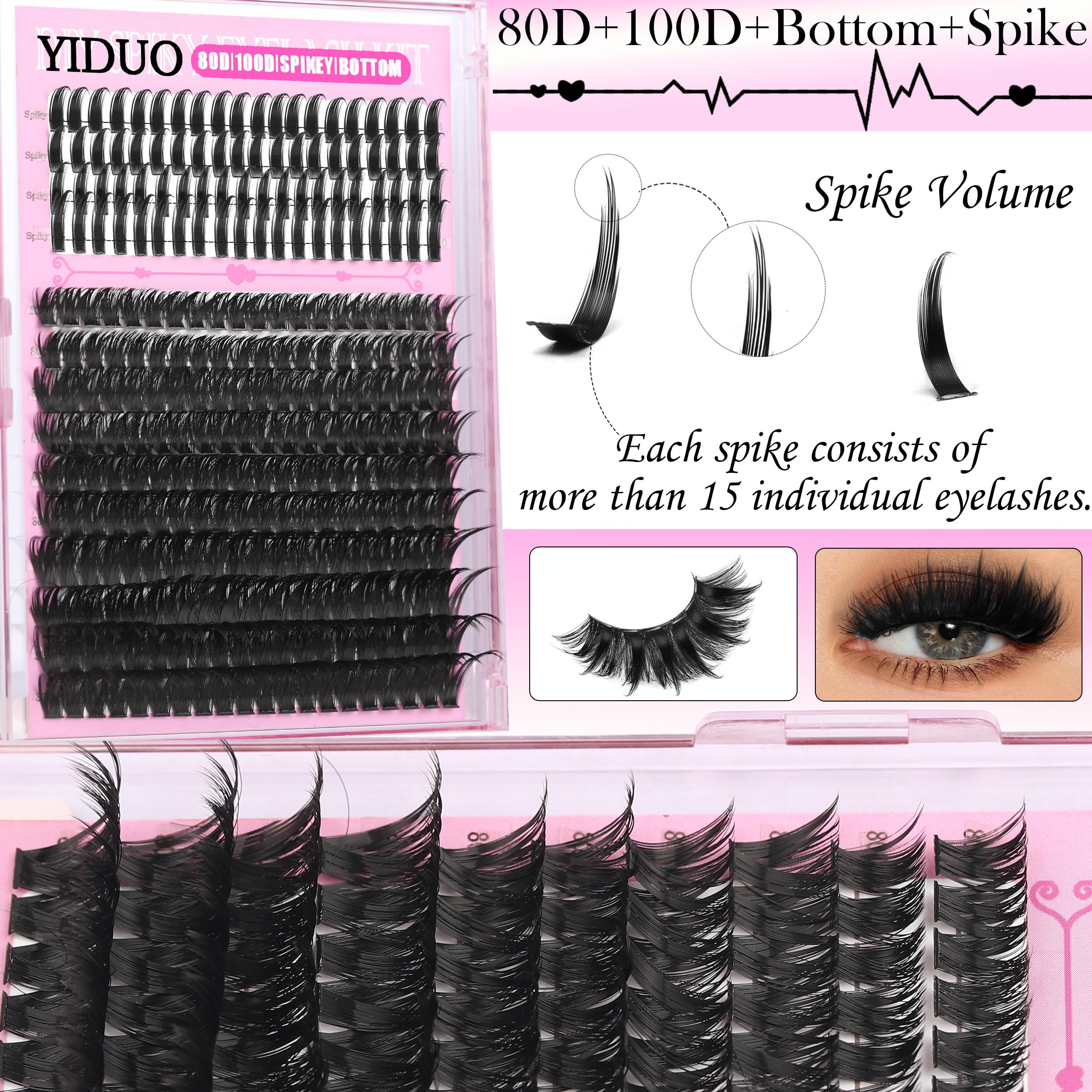 YIDUO mega 300D lashes create bold, eye-catching length.