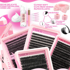 YIDUO 80D cluster lashes tray for fuller styling options.