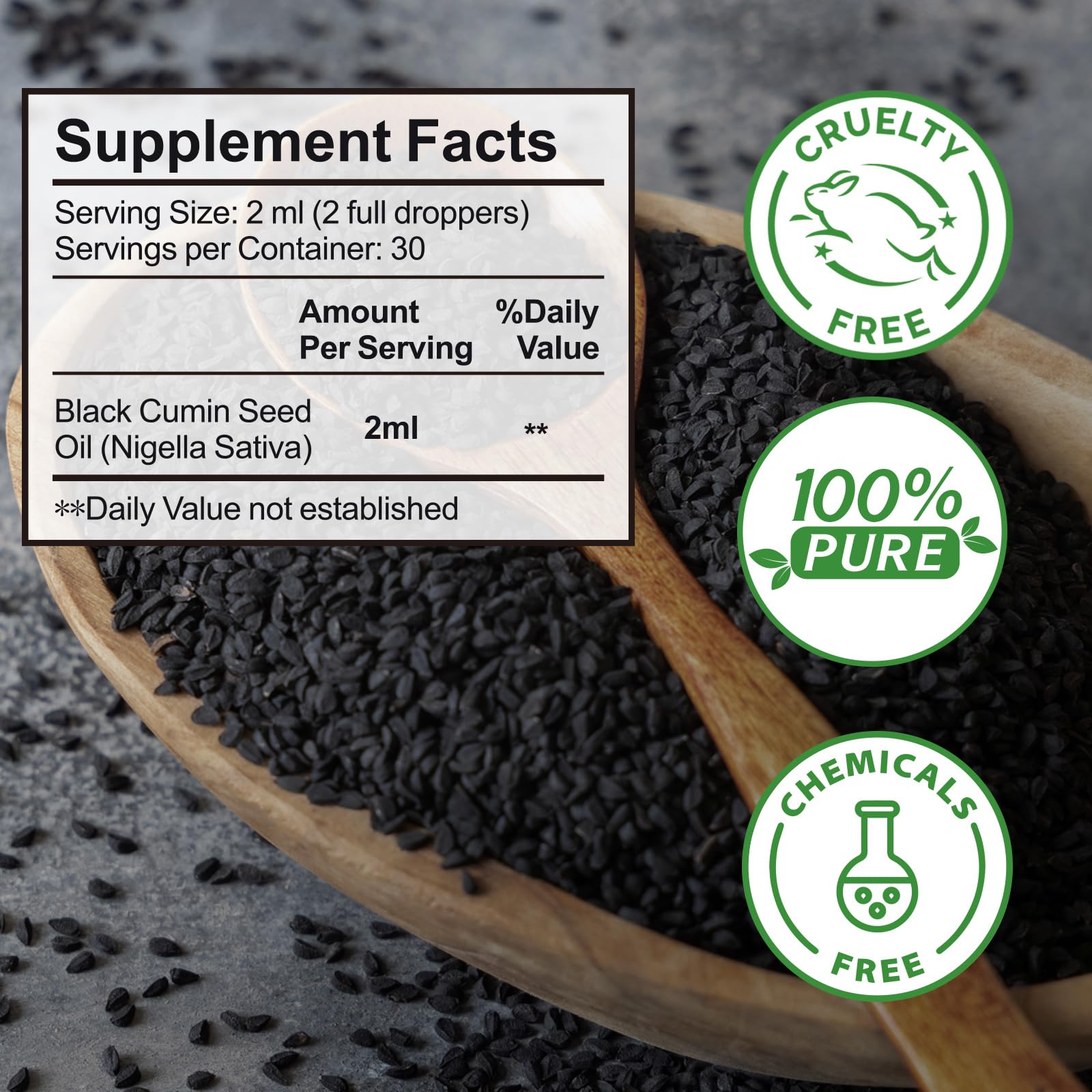 YIEEGCM Black Seed Oil on skincare board signaling hydration and glow.