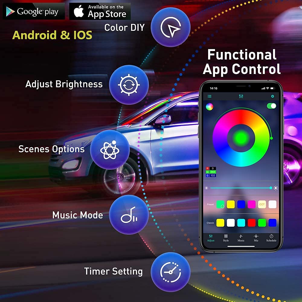 Yielinth app control interface enables quick color changes