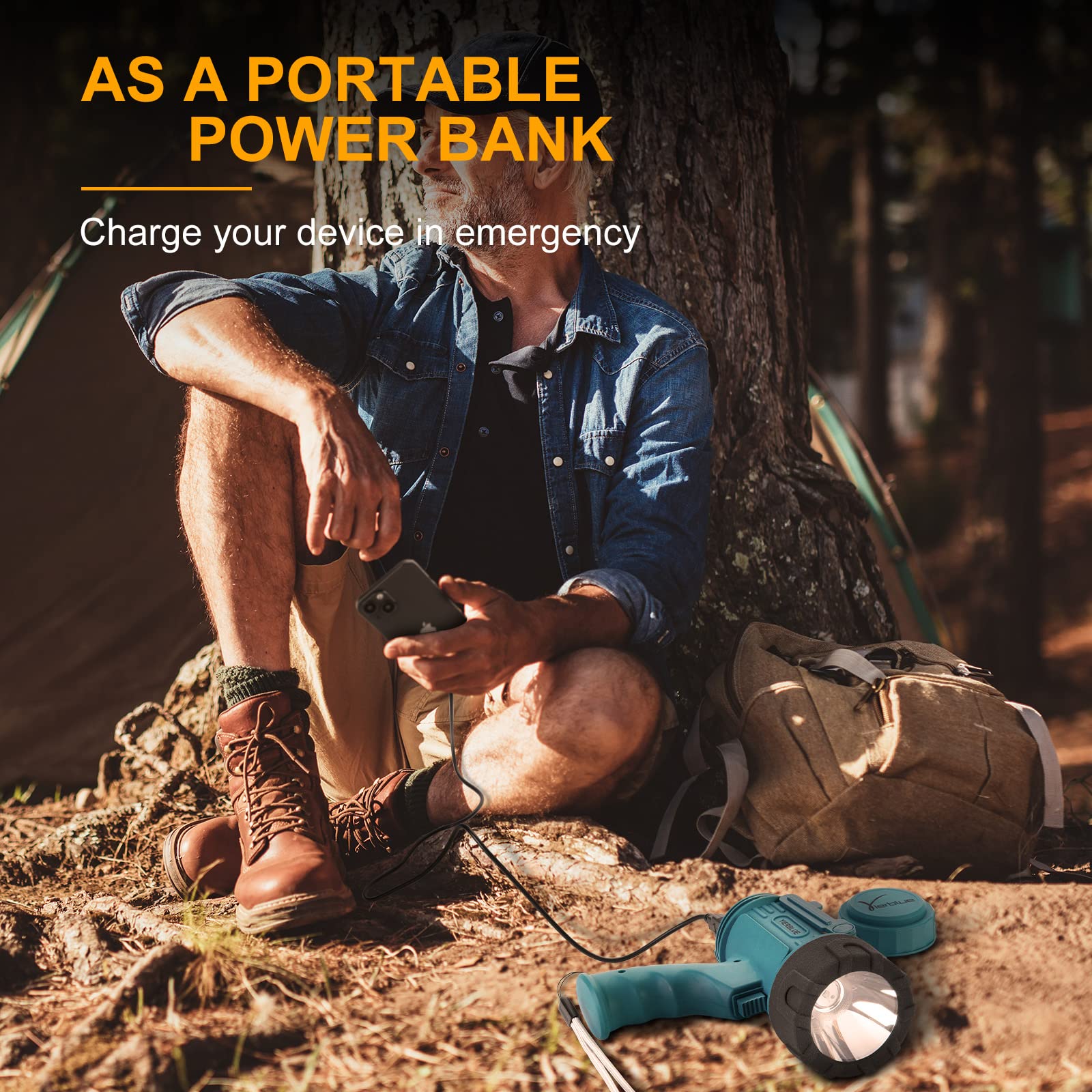 YIERBLUE spotlight with detachable red filter for hunting or signaling.