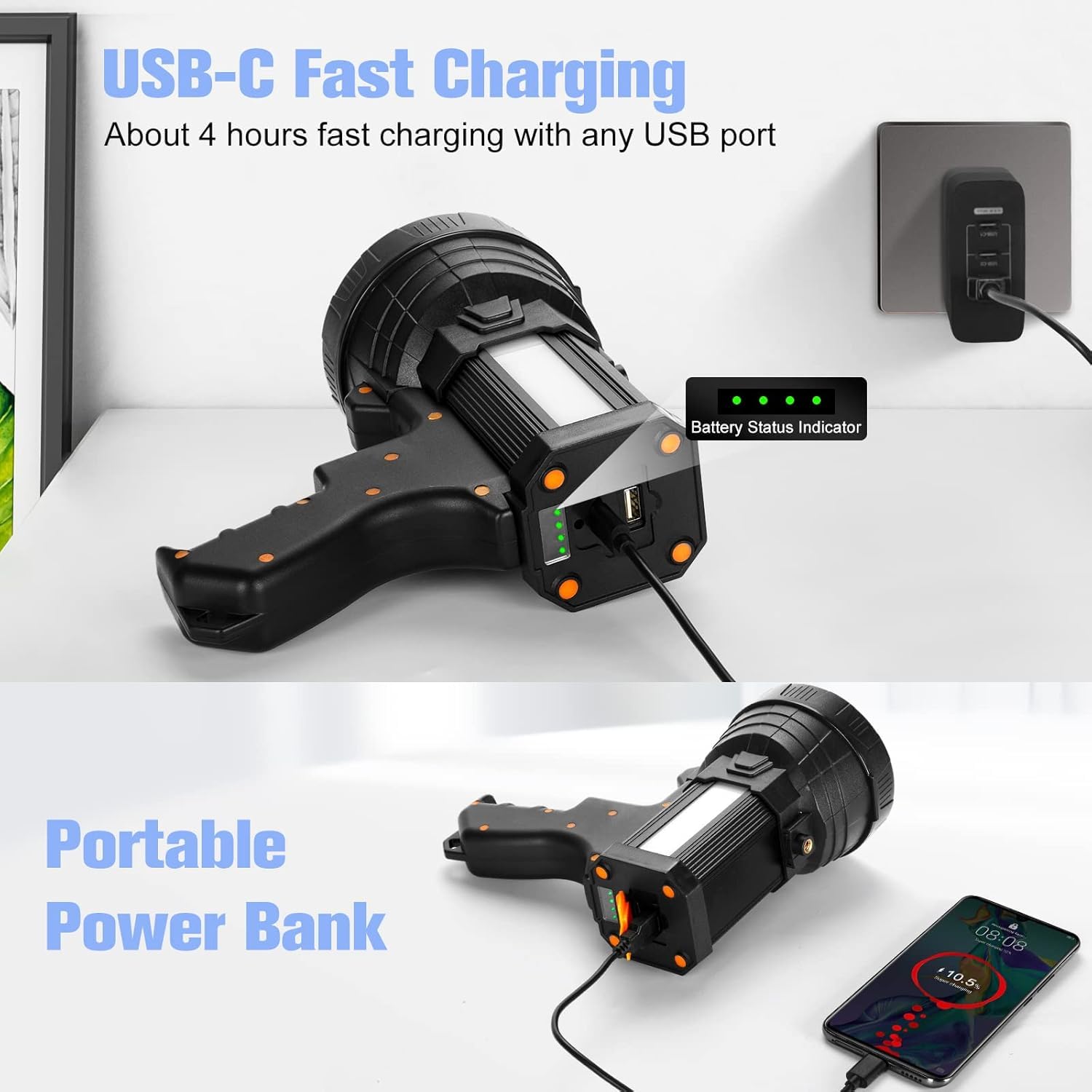 YIERBLUE rugged ABS and aluminum body resists drops and bumps