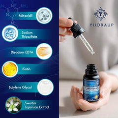 YIIORAUP Minoxidil 5% applying to scalp to target thinning areas