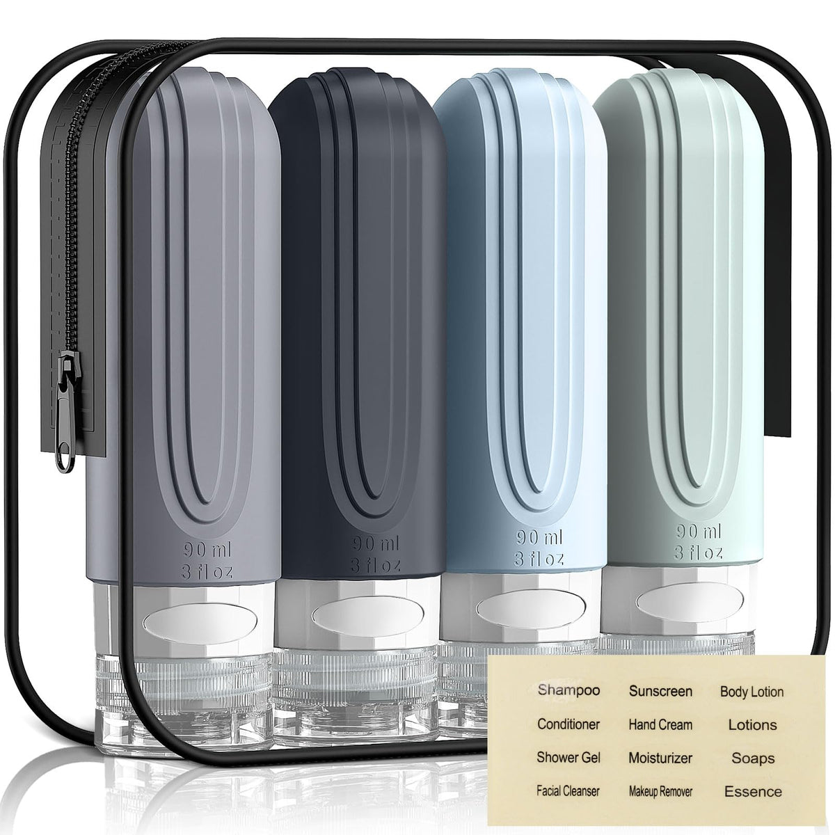 YIIMER travel bottles showing compact 3oz size ideal for carry-on packing