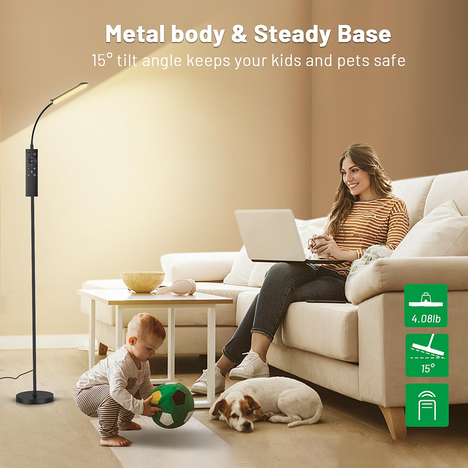 Yikuneng floor lamp night mode with timer for peaceful evenings.
