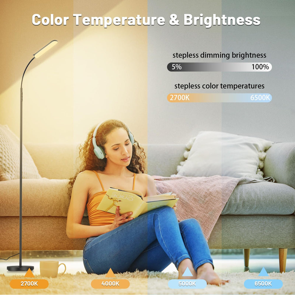 Yikuneng floor lamp with touch control panel for quick mode changes.