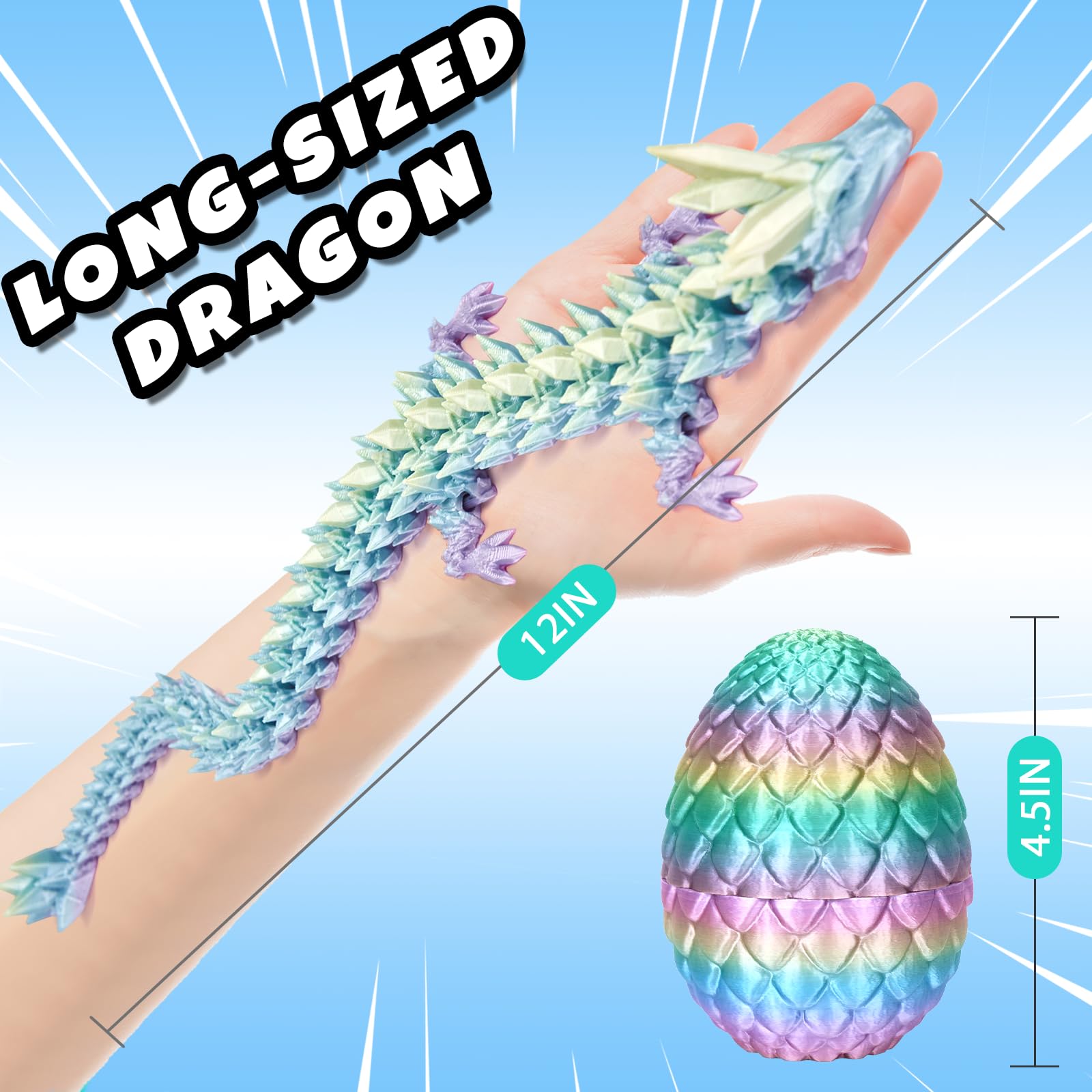 YILCER dragon scales detail via precise printing for lifelike charm.