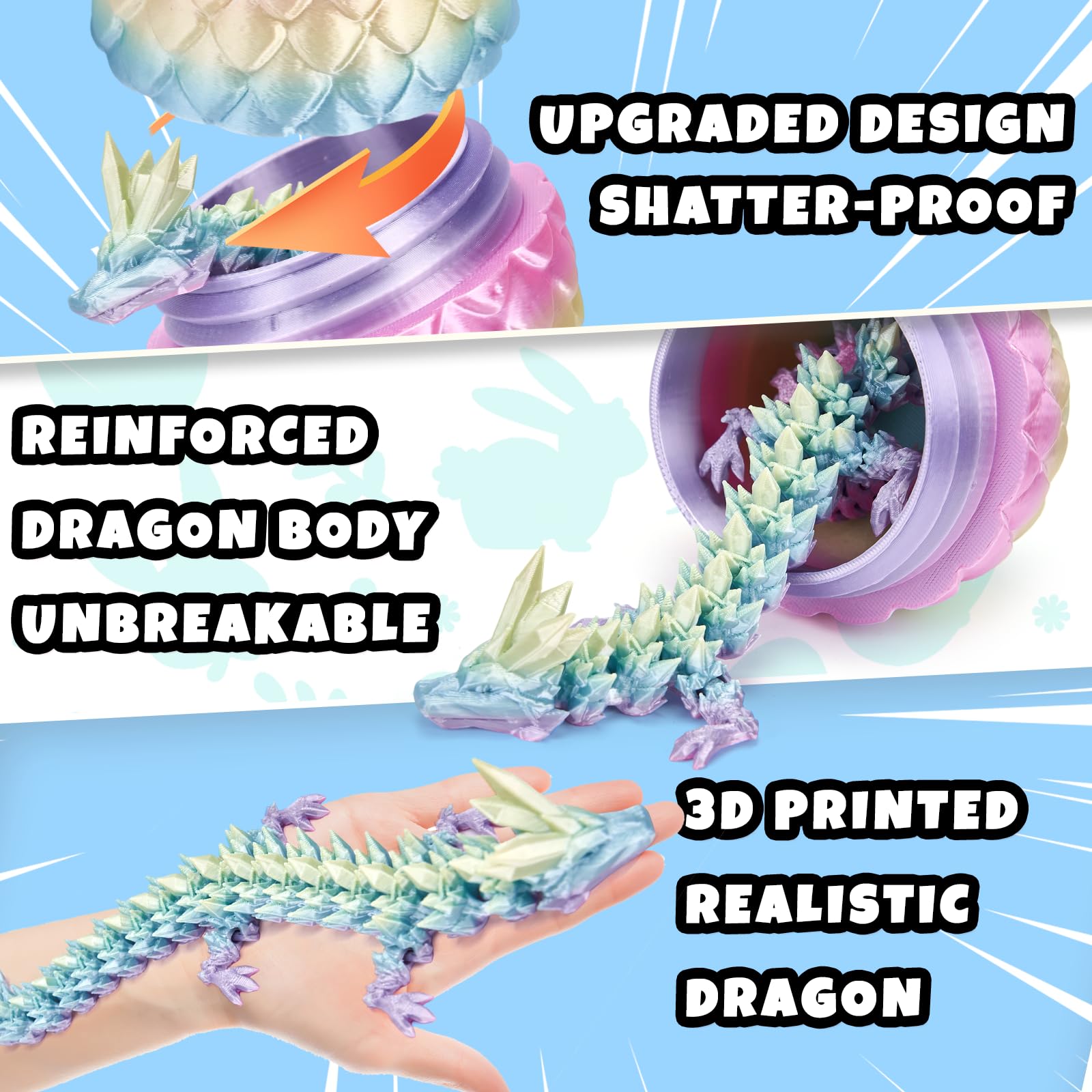 YILCER dragon egg fidget toy supports focus and stress relief.